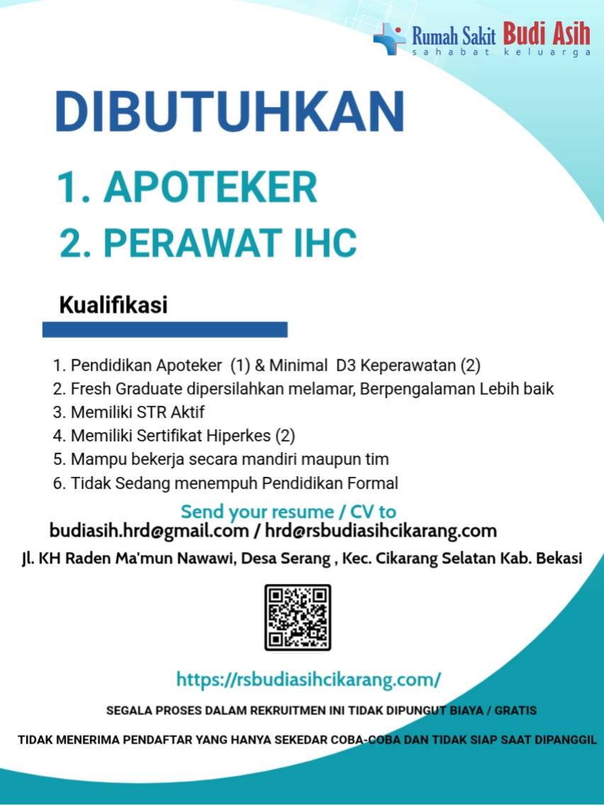 LOKER APOTEKER, PERAWAT IHC